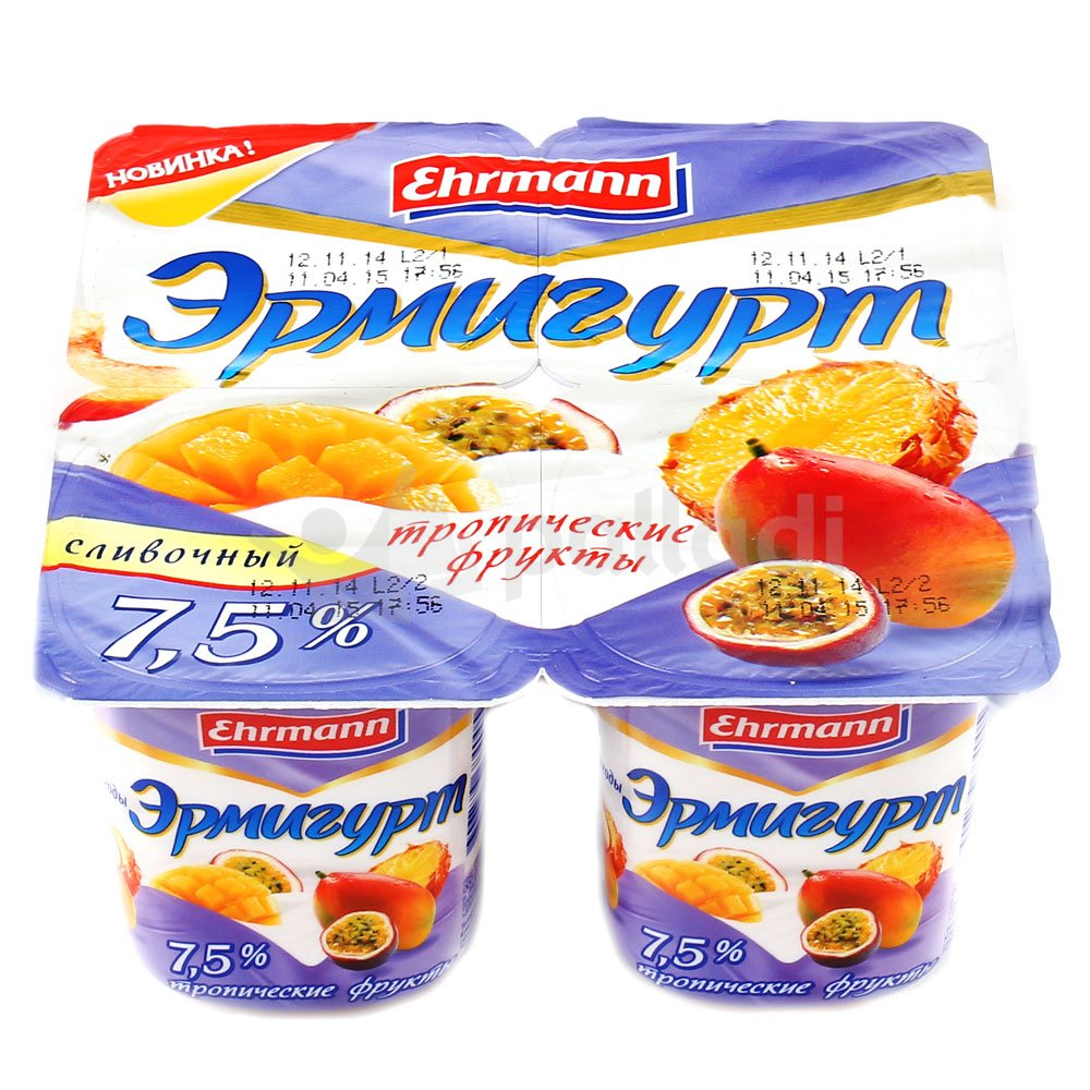 Йогурт Эрмигурт Тропические фрукты 7,5% 115 гр