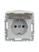 BRITE Розетка 1-местная с заземлением с защитными шторками и крышкой 16А IP44 РСбш10-3-44-БрА алюминий IEK