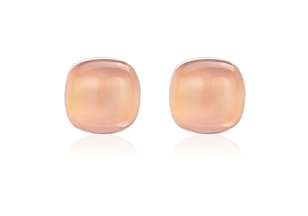 Пусеты "Леденцы" с розовыми кварцами огранки "Кабошон"