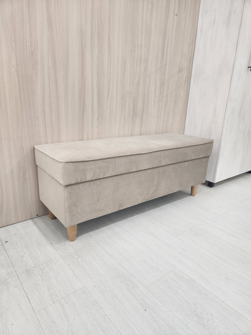 Банкетка 120см велюр бежевый с ящиком