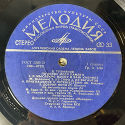 Винтажная виниловая пластинка LP Давид Тухманов По Волне Моей Памяти (СССР 1976) Синий Пятак