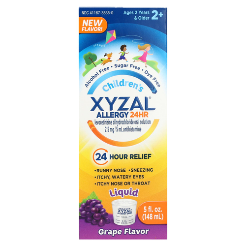 Xyzal, Children's Allergy 24 HR, для детей от 2 лет, виноград, 2,5 мг, 148 мл (5 жидк. Унций)