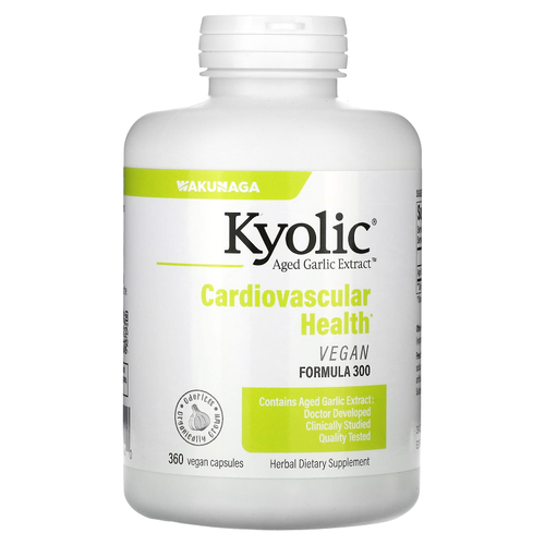 Kyolic, Aged Garlic Extract, выдержанный экстракт чеснока, здоровье сердечно-сосудистой системы, веганская формула 300, 360 веганских капсул (300 мг в 1 капсуле)