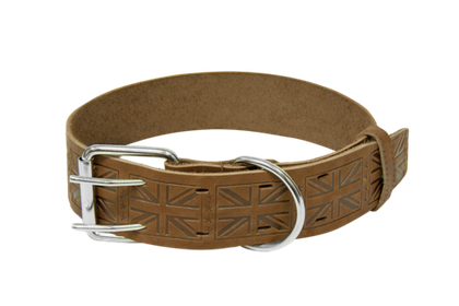 ZOONIK Ошейник кожаный с тиснением 45 мм, 53-67 см