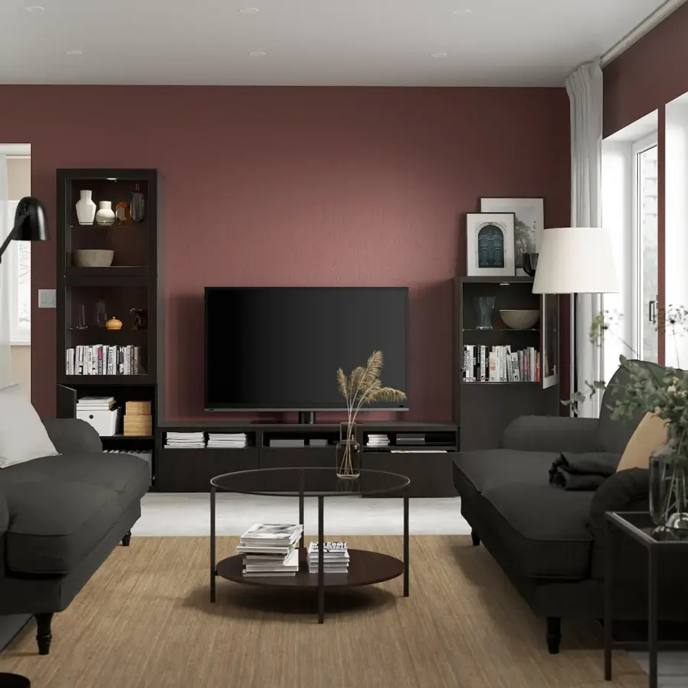 Тумба под телевизор - IKEA BESTÅ/BESTA, 300x42x193 см, черный, Бесто ИКЕА