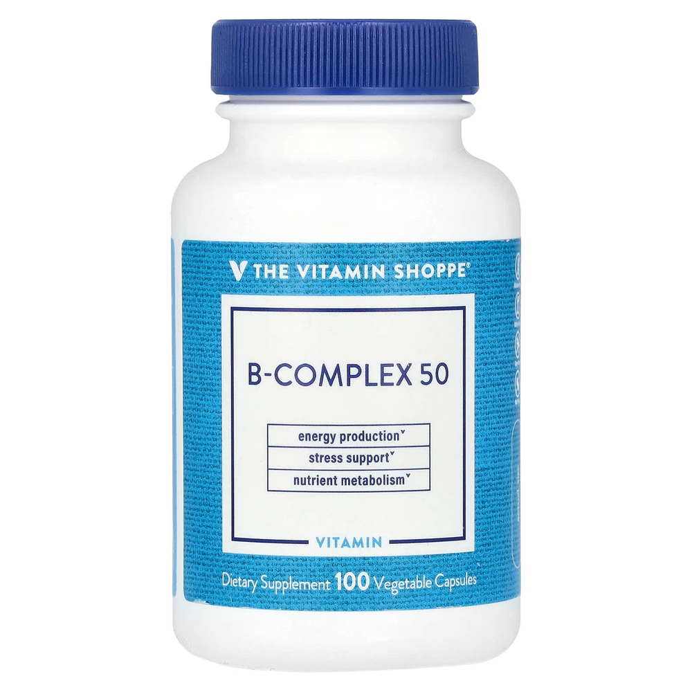 The Vitamin Shoppe, B-Complex 50, витамины группы B, 100 растительных капсул