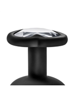 Черная анальная втулка с прозрачным кристаллом Bling Plug Medium - 8,2 см. (Цвет: черный)