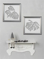 Настенный декор "Два панно монстеры" в серебристой раме