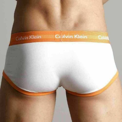 Мужские трусы брифы Calvin Klein 365 White Orange Brief