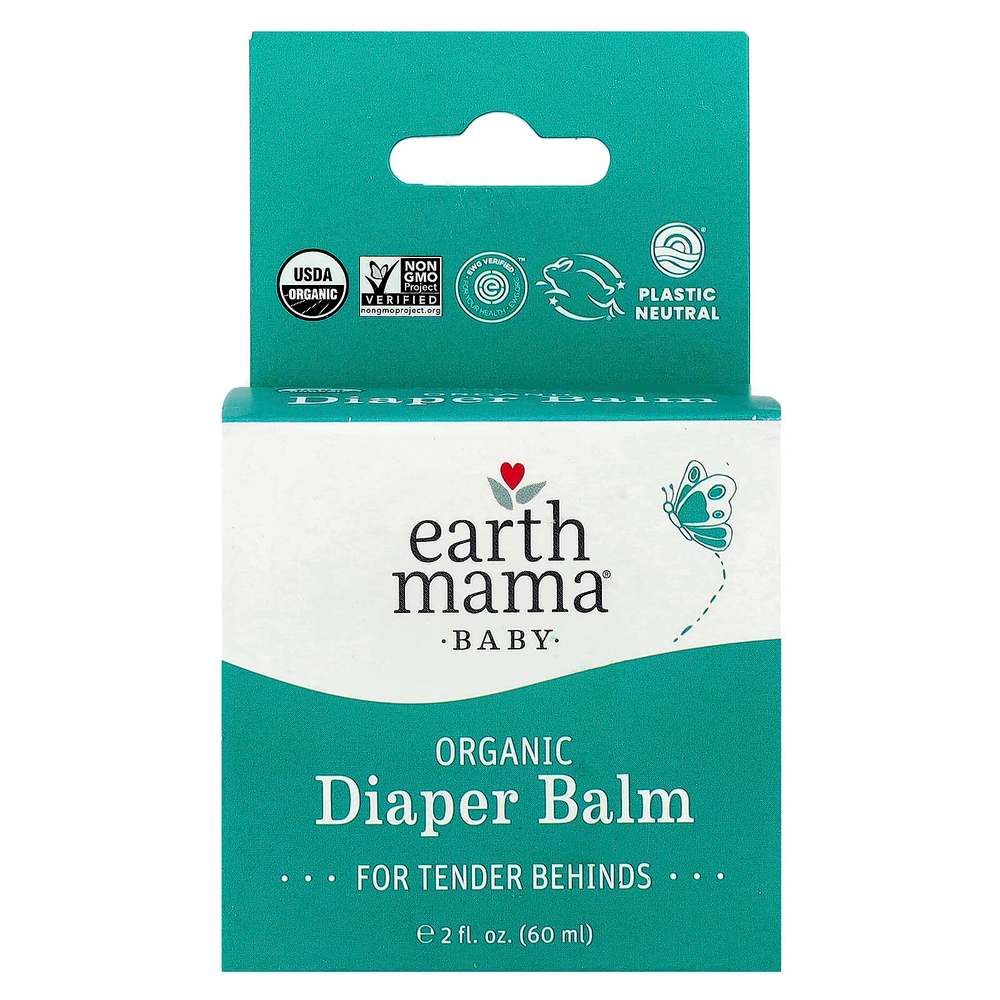 Earth Mama, Baby, органический бальзам для подгузников, 60 мл (2 жидк. Унции)