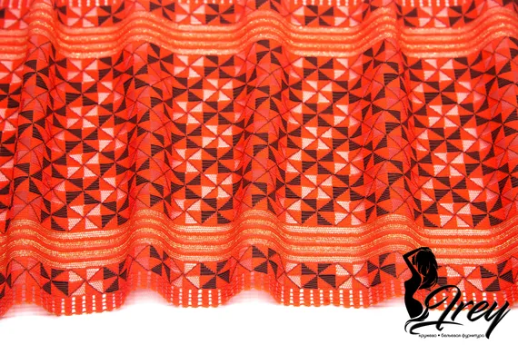 260 ОПТ Кружево эластичное 19,5 см, Италия, красный/черный