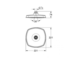 Верхний душ GROHE Rainshower Grandera, 1 режим, 220х200 мм, хром 27974000 схема