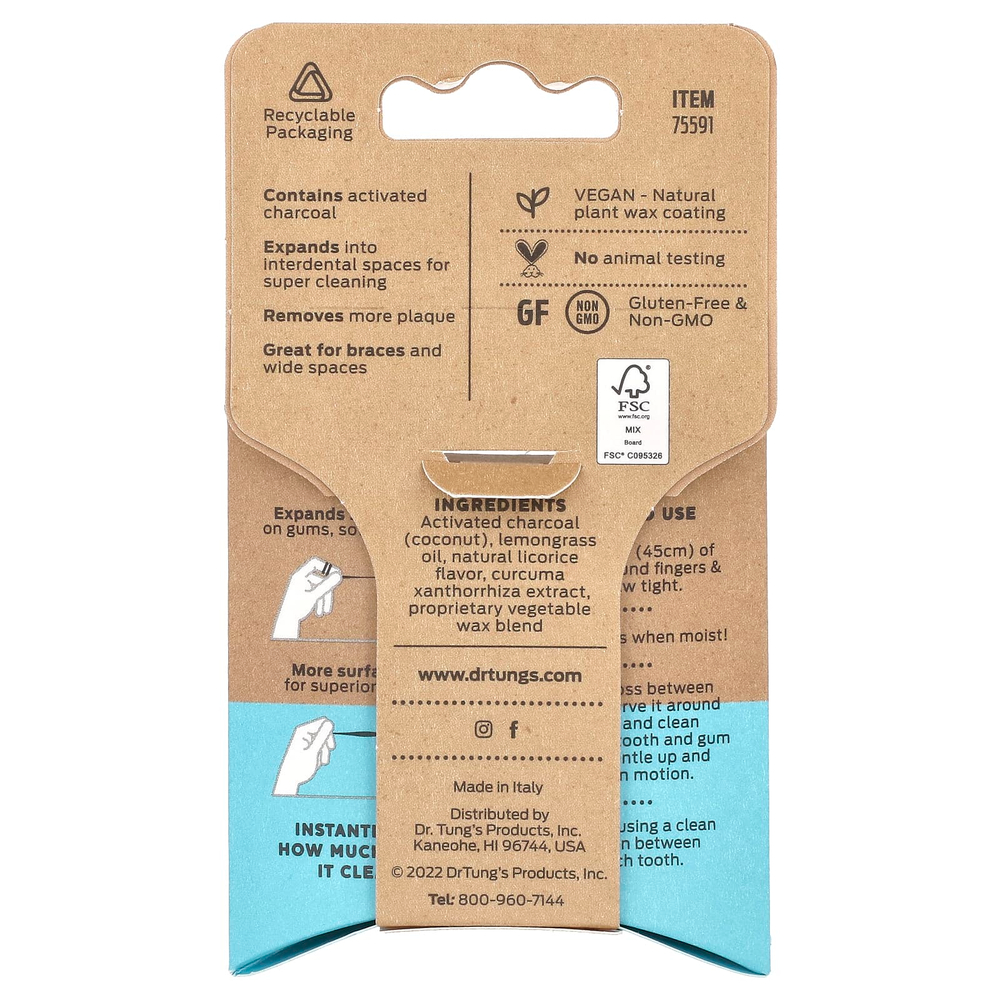 Dr. Tung's, Ecosentials ™, веганская нить Smart Floss®, лемонграсс, 27 м (30 ярдов)