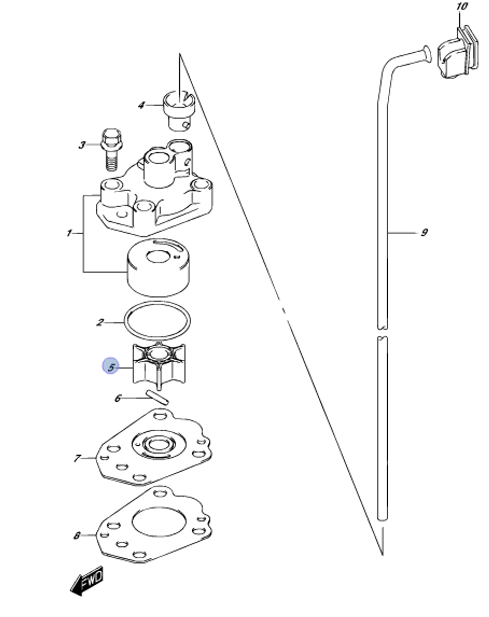 Крыльчатка помпы для лодочных моторов Suzuki DF2.5