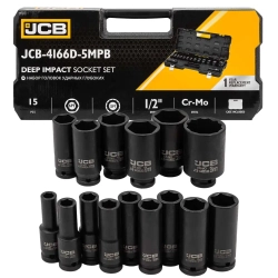 Набор головок ударных глубоких 15пр.,1/2''6гр в пласт.кейсе JCB JCB-4166D-5MPB