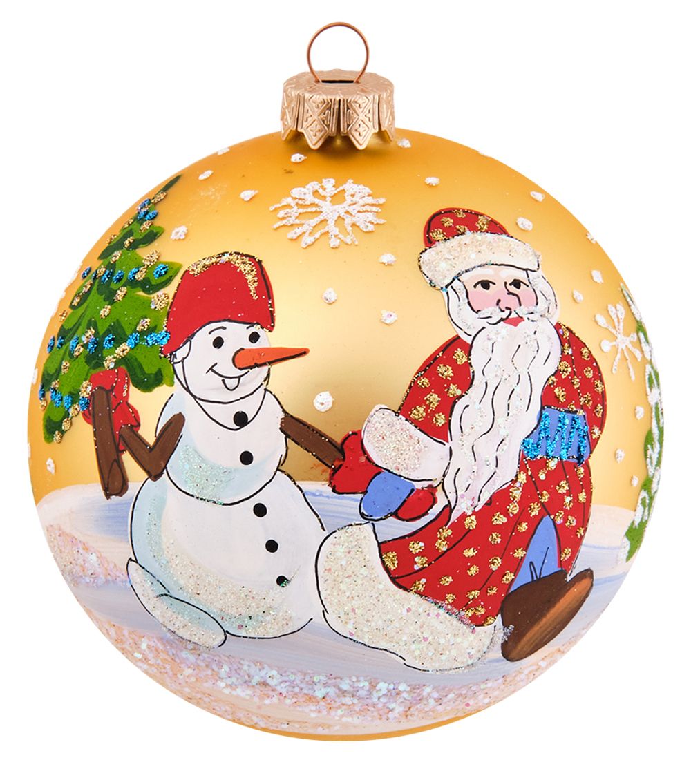 НФШ-1471/2 Ел.украшение Шар «Дед Мороз со снеговиком» 100 мм