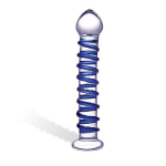 Glas Blue Spiral – стеклянный фаллоимитатор со спиралью, 18,5 см