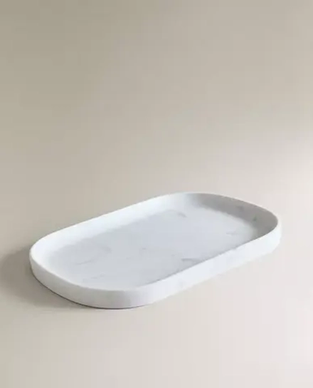 ZARA HOME ПОДНОС ДЛЯ ВАННОЙ С МРАМОРНЫМ УЗОРОМ, СЕРЫЙ