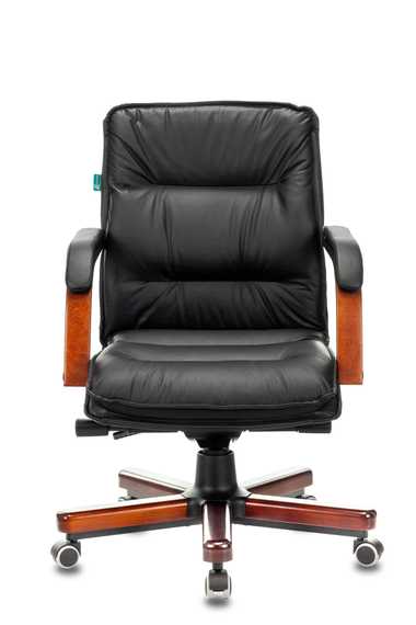 Кресло руководителя Бюрократ T-9927WALNUT-LOW черный кожа низк.спин. крестов. металл/дерево