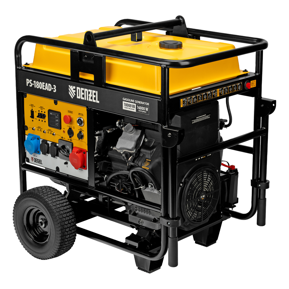 Генератор бензиновый PS-180EAD-3, 18 кВт,230/400 В, 65л, разъем ATS,перекл.режима,эл.старт Denzel