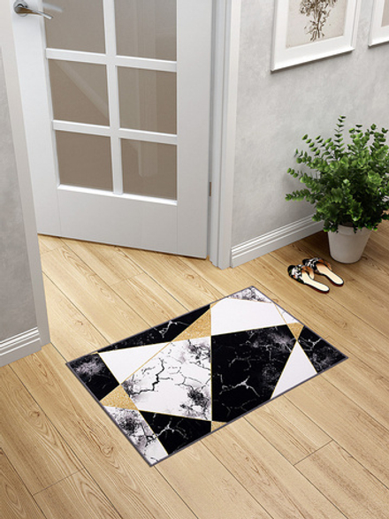 Коврик придверный LUCKY 50x80 ПЭ, чёрный/белый (мрамор треугольники)