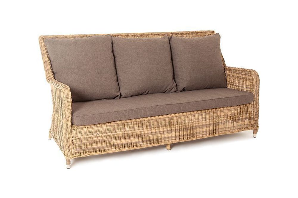 "Гляссе" диван трехместный из искусственного ротанга, цвет соломенный