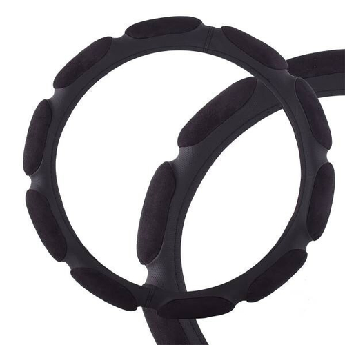 Оплетка руля M 37-38 см спонж (10 подушек) черная (SKYWAY)