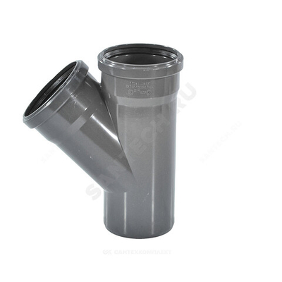 Тройник НПВХ серый Дн 50х50х45гр б/нап в/к Хемкор 2391021