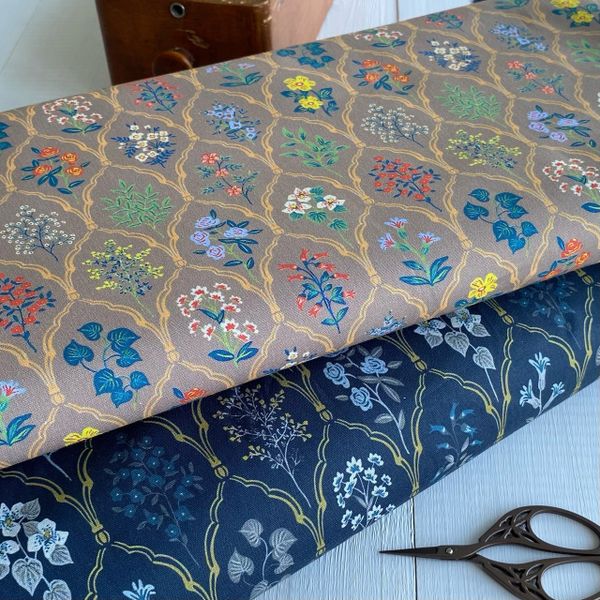ЦВЕТОЧНЫЙ АРАБЕСК, синий 100% хлопок Handmade Fabrics 5