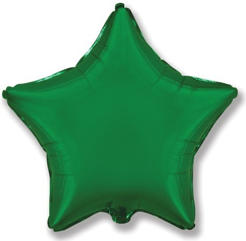 Шар (18''/46 см) Звезда, Зеленый, 1 шт.