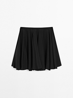 Massimo Dutti Короткая юбка с воланами и струящейся отделкой-Limited Edition, черный