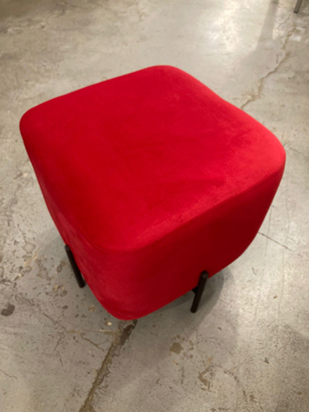 Пуфик Агат велюр красный/черный