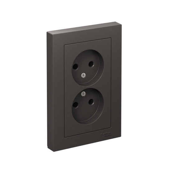 Розетка двойная AtlasDesign без заземл.16А в сборе базальт SE ATN001420