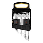 Набор ключей комбинированных трещоточных 6-19 мм, 12 шт., CrV, матовый хром Denzel