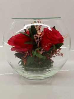 Натуральные розы в стекле, вакуум