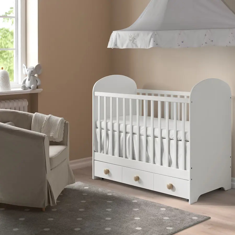 Кровать для новорожденных - IKEA GONATT, 60x120 см, белый, ГУНАТ ИКЕА