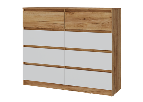 БОСТОН ЛАЙТ Комод КМ-002 Корпус - Дуб Крафт золотой К003  Фасад ЛДСП - Белый (Гладкий)