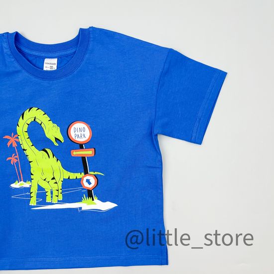 Футболка "Динозавры" хлопковая, Ярко-голубой