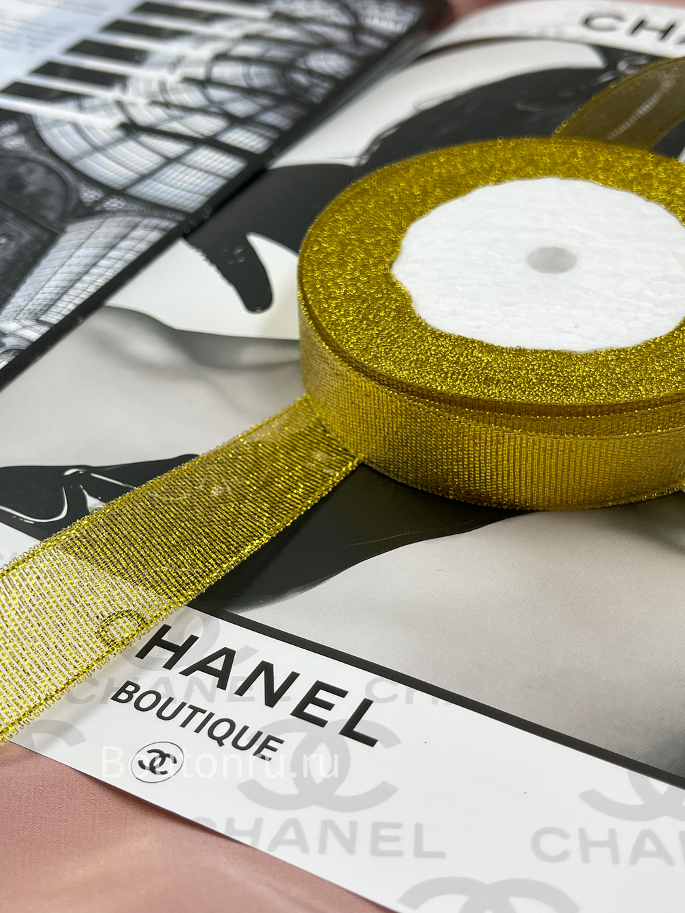 Лента парча блестящая золотистая