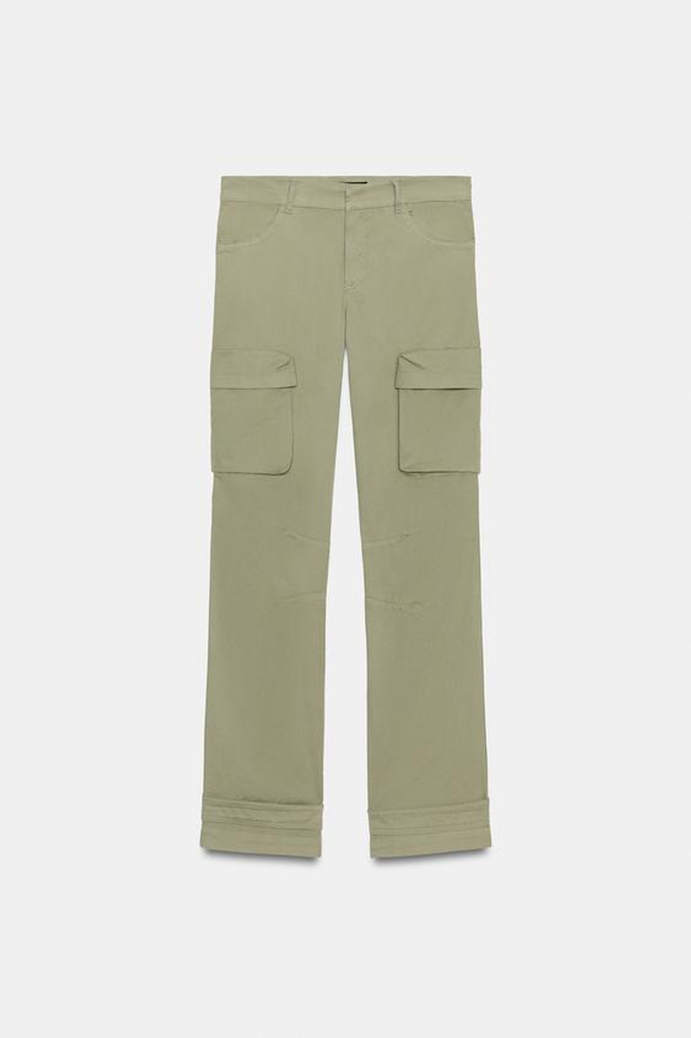 ZARA БРЮКИ КАРГО ПРЯМОГО КРОЯ, СВЕТЛЫЙ ХАКИ