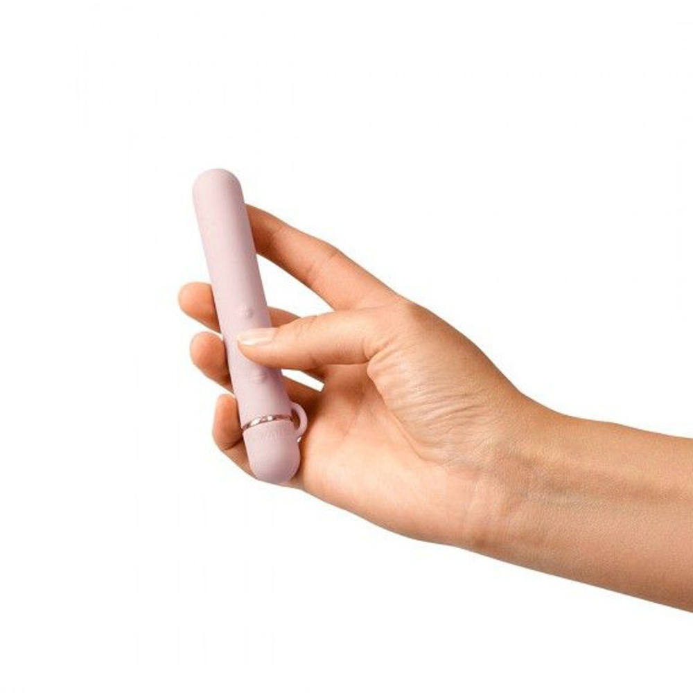 Пудровый мини-вибратор 11,9см с текстурированной насадкой Le Wand Baton Pink LW-015-RG