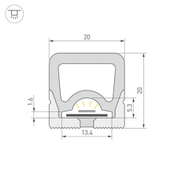 Силиконовый профиль WPH-FLEX-2020-TOP-S13-10m WHITE (Arlight, Силикон) 062835