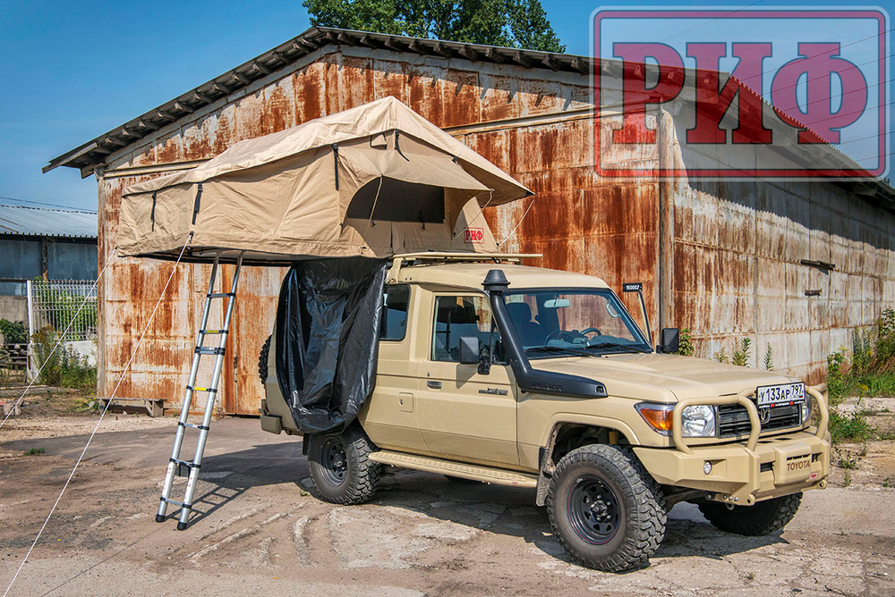 Палатка на крышу автомобиля РИФ Soft RT02-120, тент песочный, 120х240х115 см