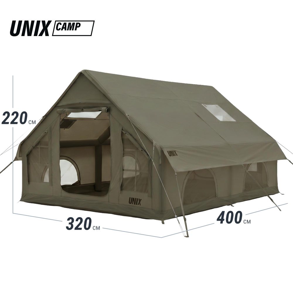 Надувная палатка UNIX Camp Sirius 4х3 зеленый (+ навес)