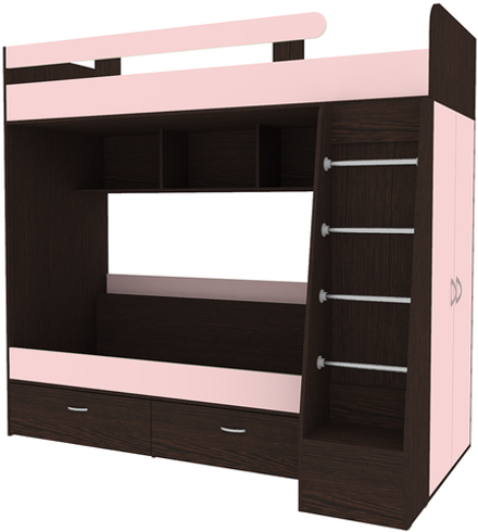 Двухъярусная кровать КарИВи Юниор 6 Венге Розовый