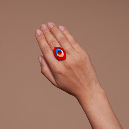 Кольцо Объёмное - Алый: Дали