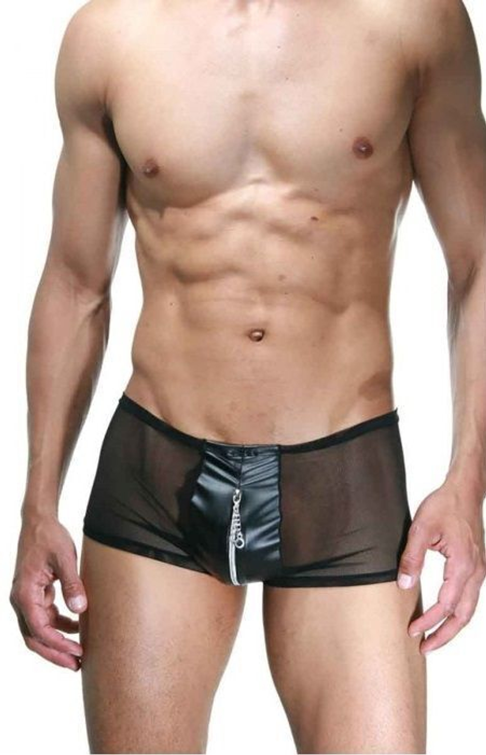 Мужские трусы-хипсы с молнией (Размер: S-M) (Цвет: черный)