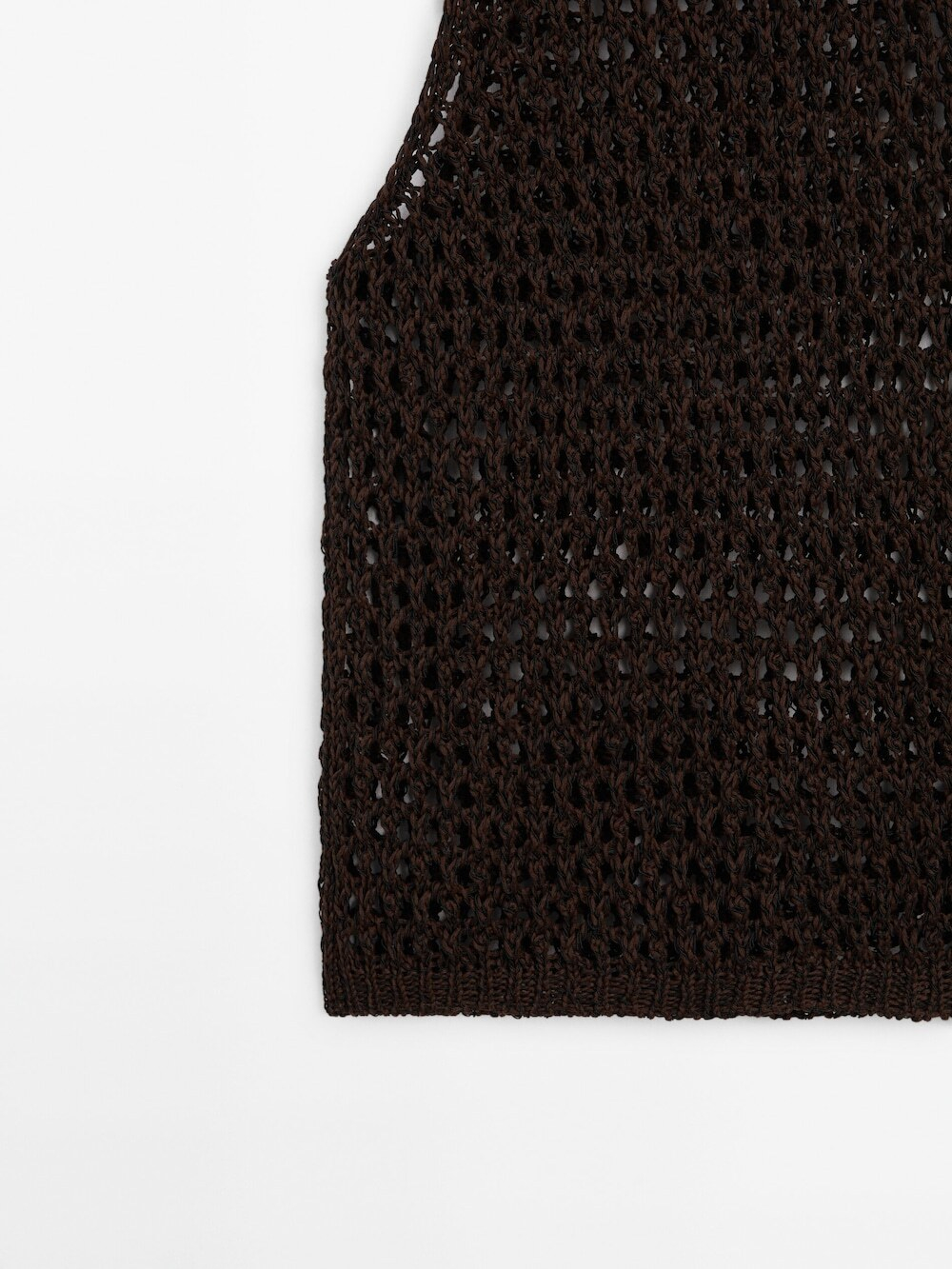 Massimo Dutti Топ с ажурным узором и горловиной халтер, коричневый