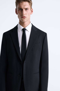 ZARA ГАЛСТУК ИЗ 100% ШЕЛКА С РЕЛЬЕФНЫМ УЗОРОМ, ЧЕРНЫЙ