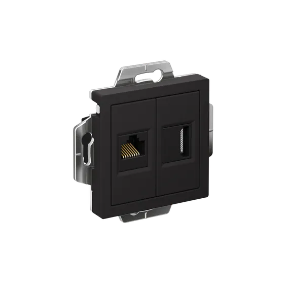 Розетка 2-м СП AtlasDesign HDMI + RJ45 кат.5E механизм карбон SE ATN001082